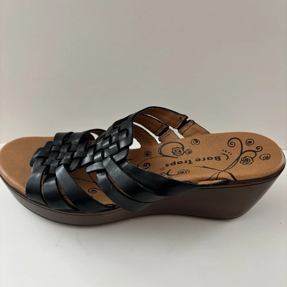 Bare Traps Women's Dillian Sandals Size 6.5 Medium Black Woven‎ Boho Hippie